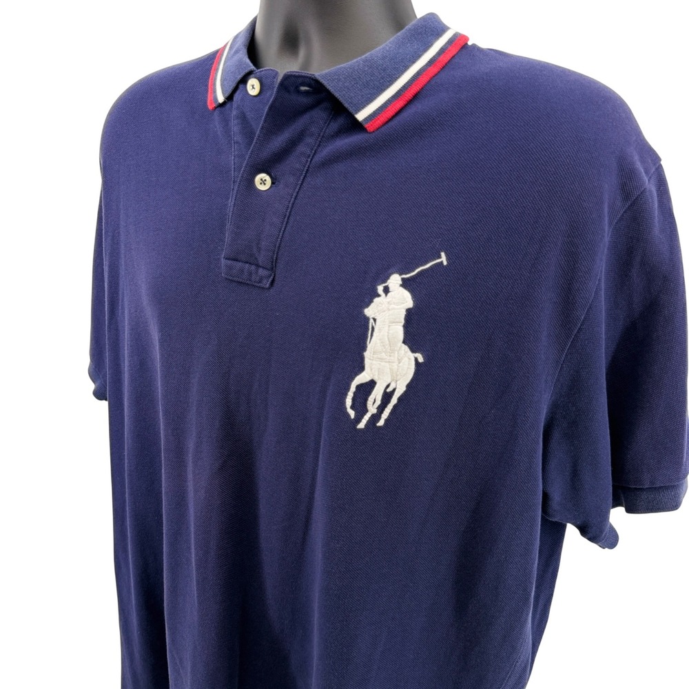 Vintage Polo Ralph Lauren Polo Mens L Blue US Open 2005 Big Pony Shirt - Picture 2 of 11